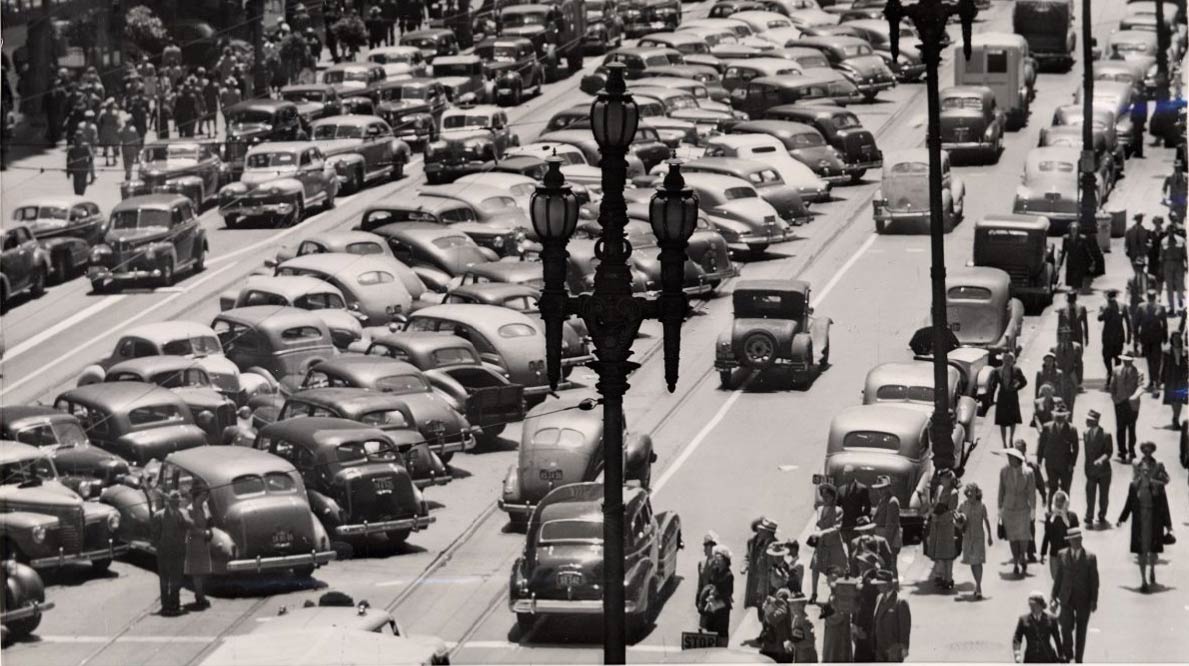 Cars parked on street