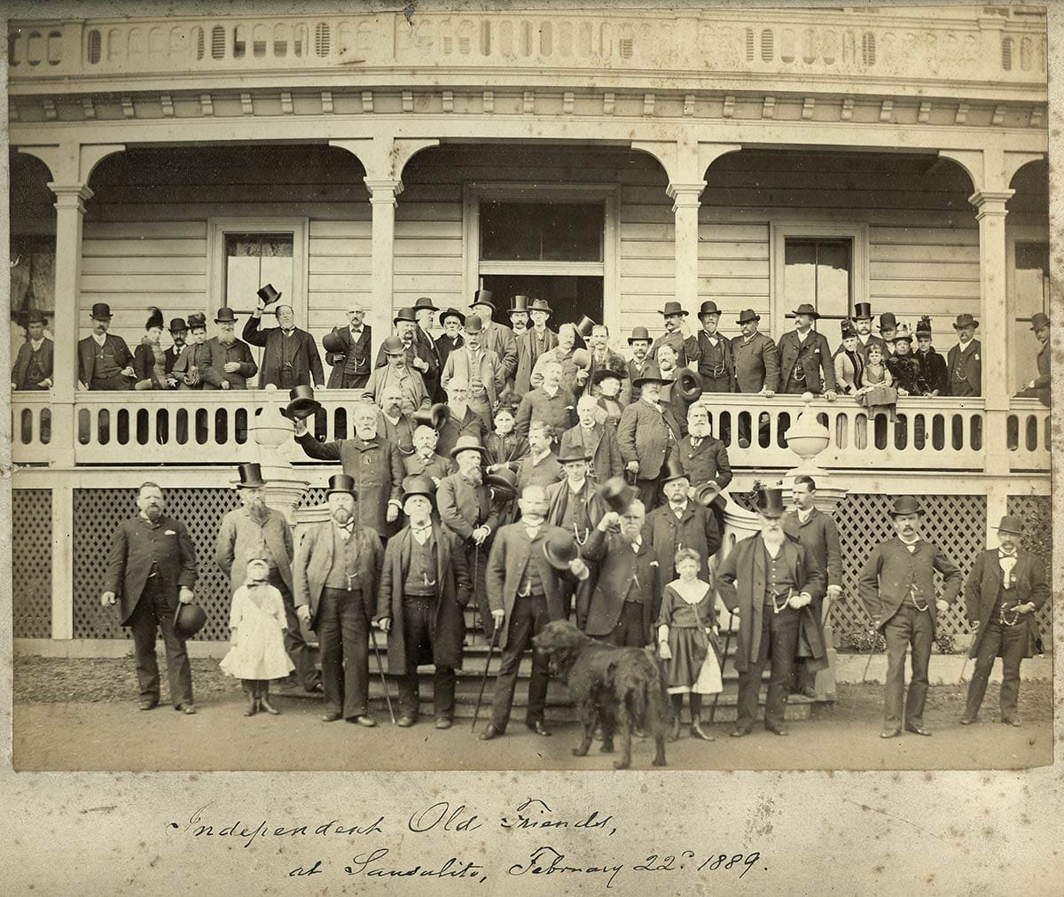 group in front of hotel