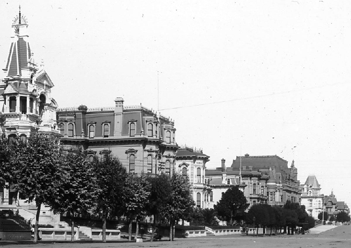 row of large homes