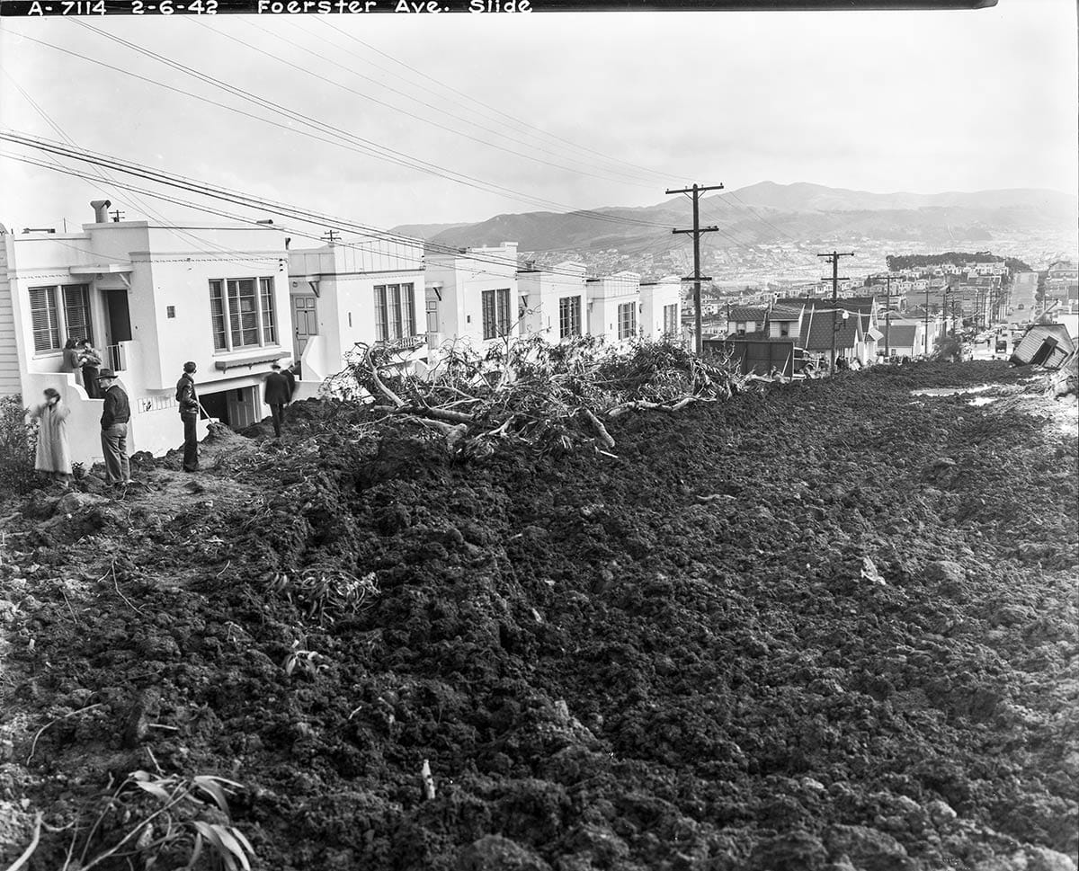 mudslide and houses